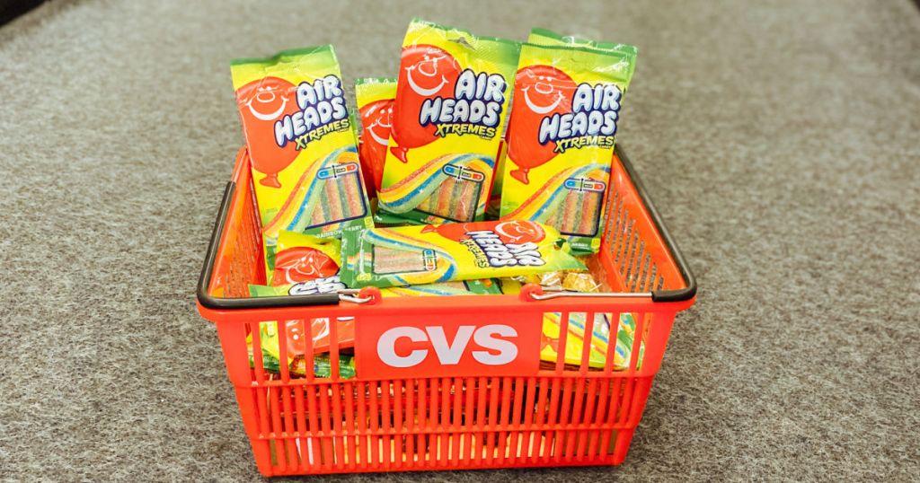 candy in red basket on floor 