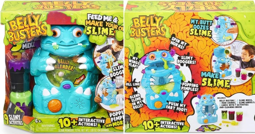 front and back of the Belly Busters Toy box