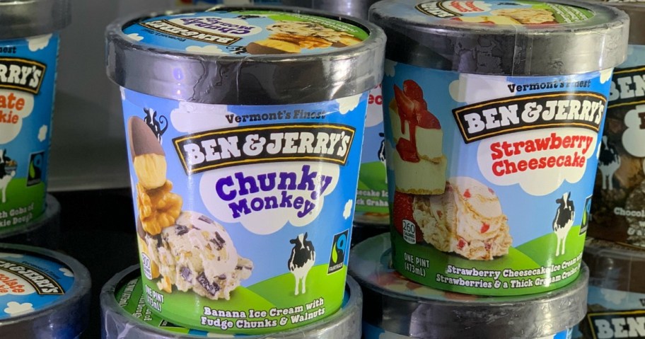 Ben & Jerry pints in freezer