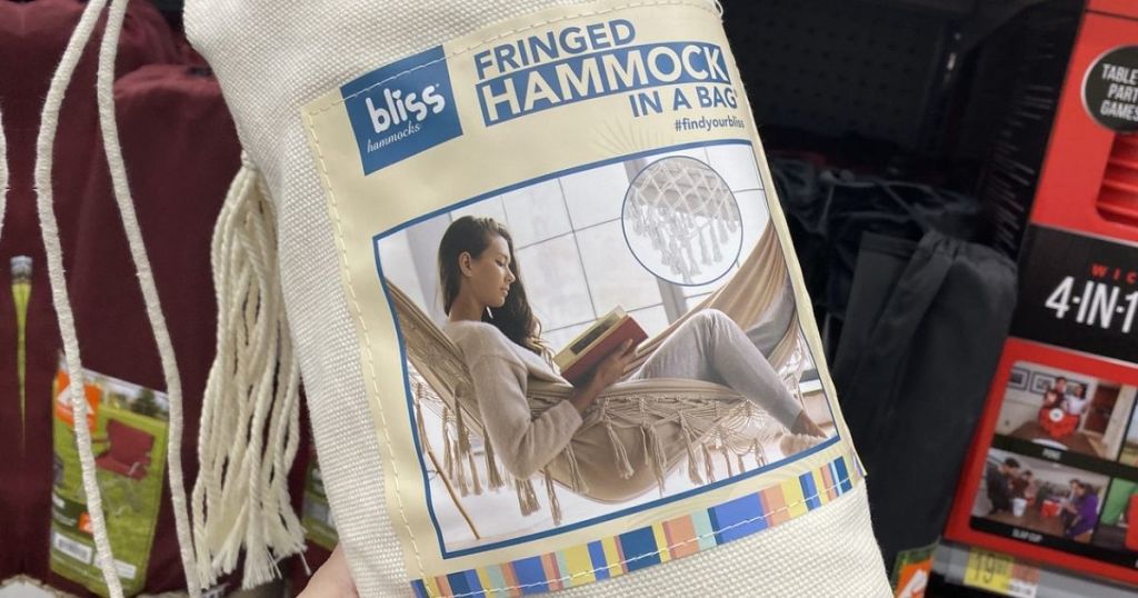 Bliss fringed hammock in a bag