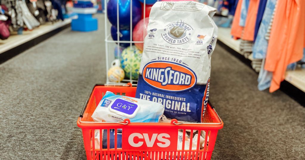 hand wipes and charcoal in red basket 