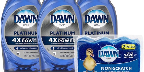 WOW! 3 Dawn Platinum Dish Soap Bottles & 2 Sponges Just $10.37 Shipped for Amazon Prime Members