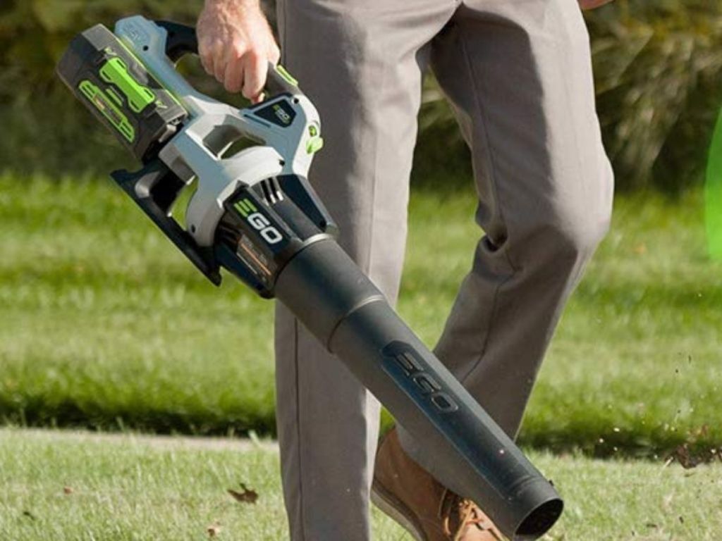 man using EGO leaf blower