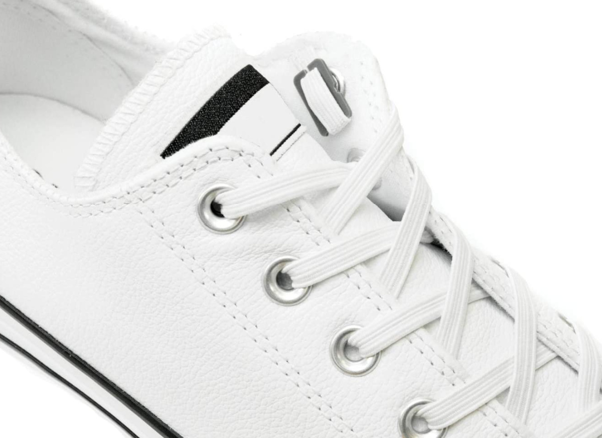 Xpand No Tie Shoelaces on white shoe