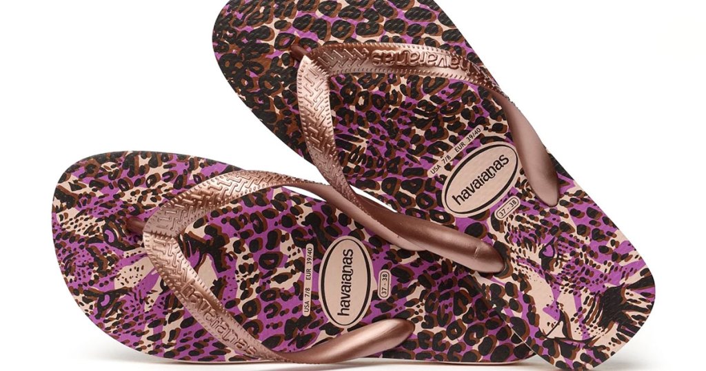 pair of metallic Havaianas flip flops