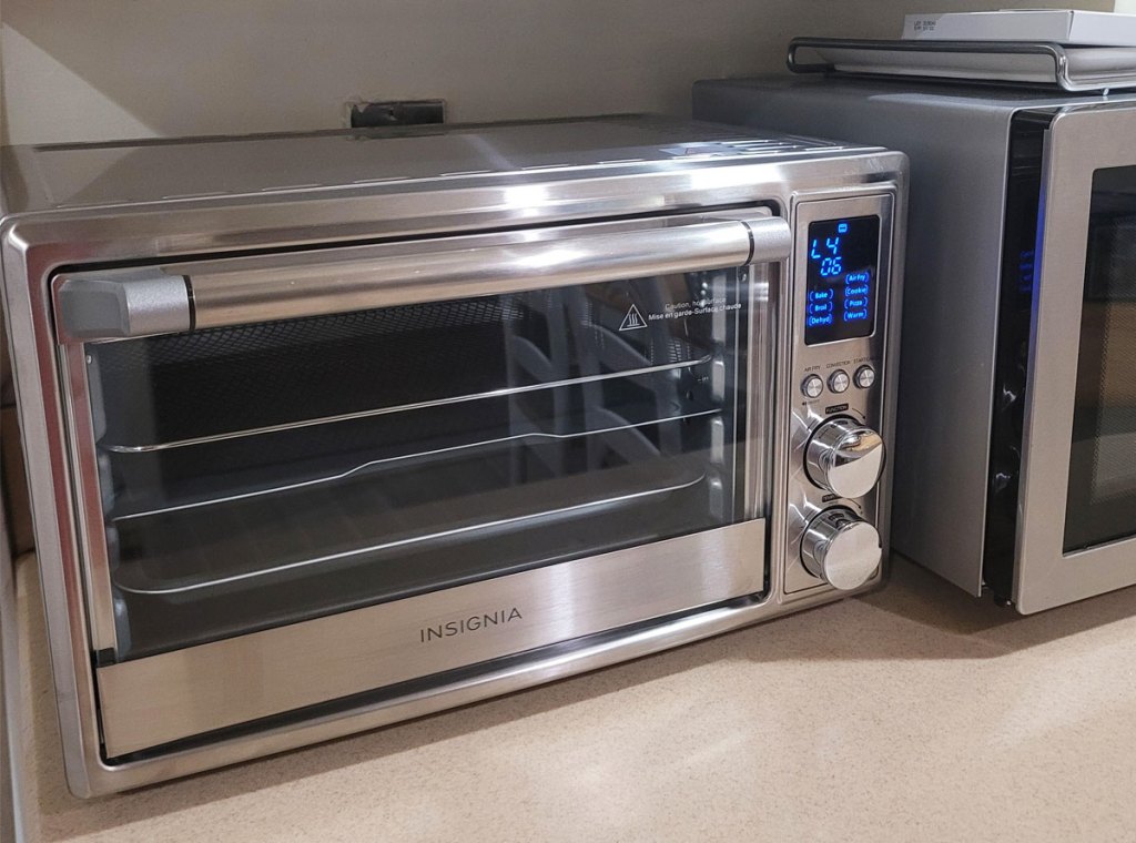 stainless steel toaster oven on counter