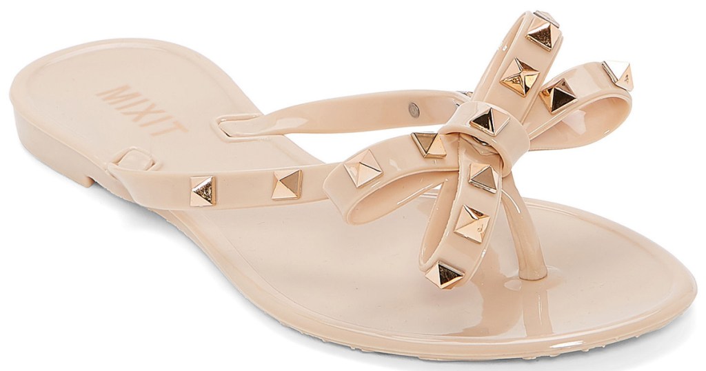 cream studded bow sandals