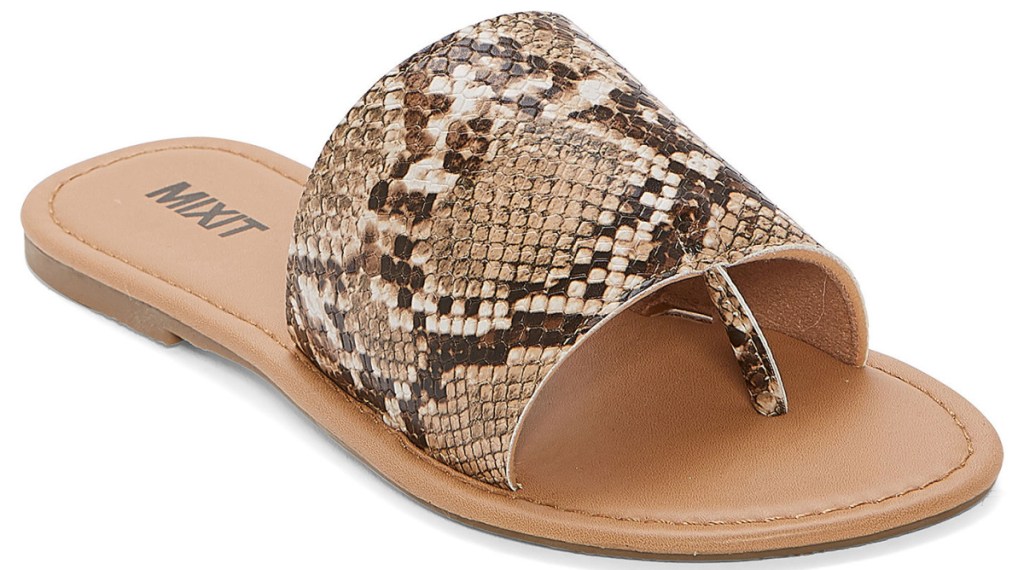 snake print slide sandals