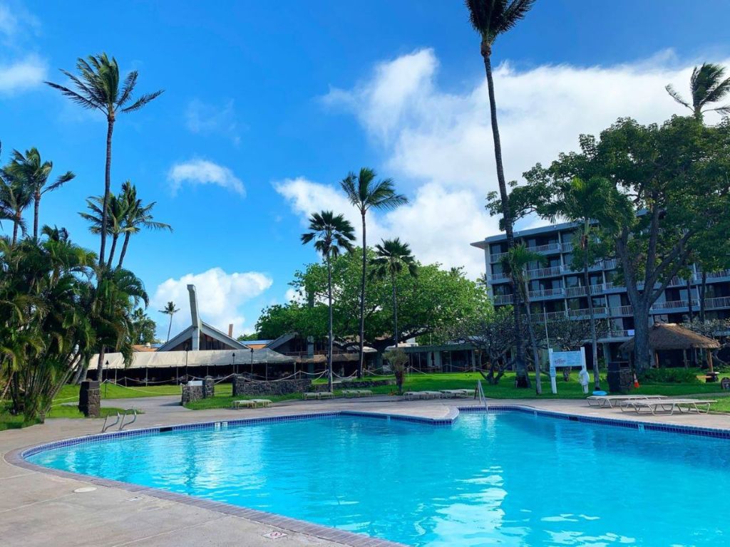 pool by a hotel