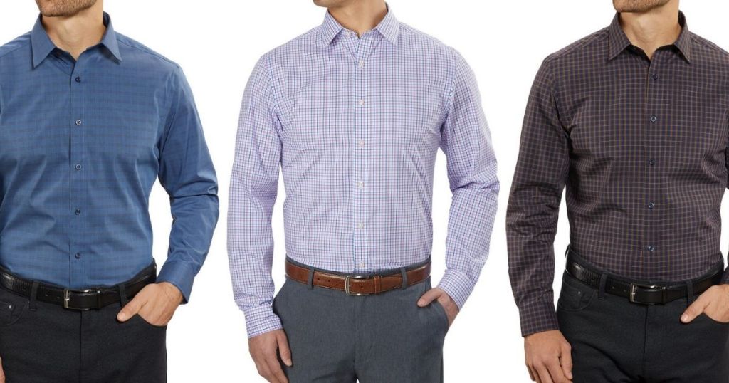 three men wearing Kirkland Men's Dress Shirts