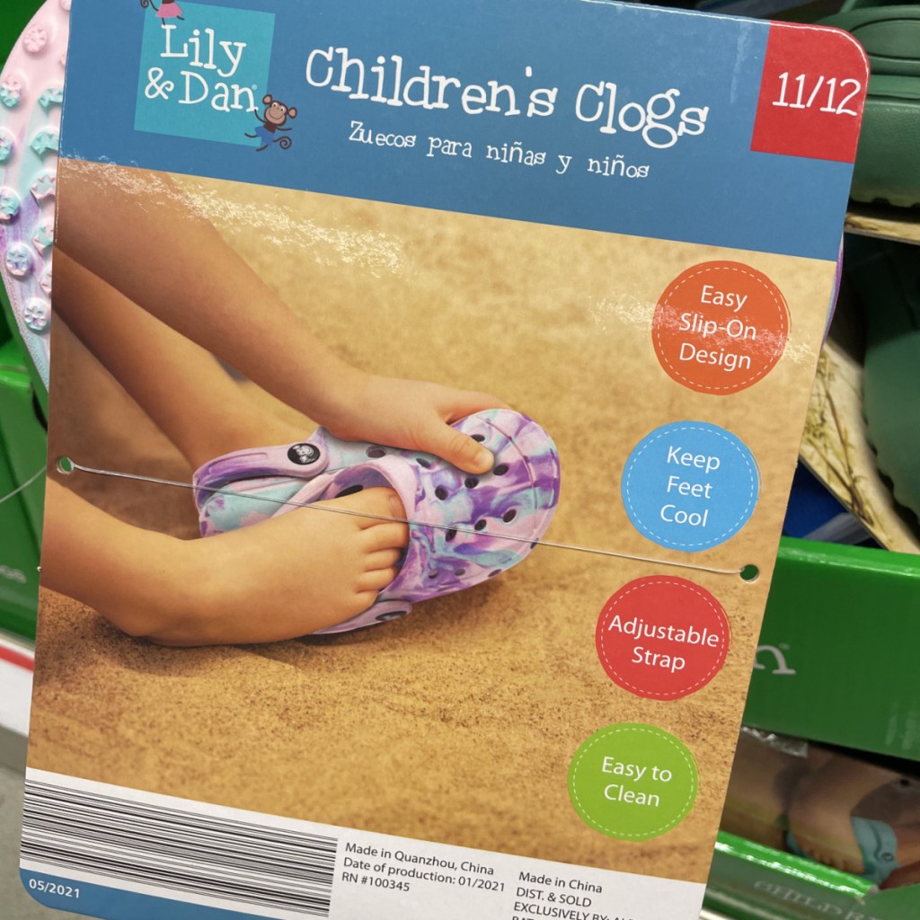 packaging for Lily & Dan's clogs