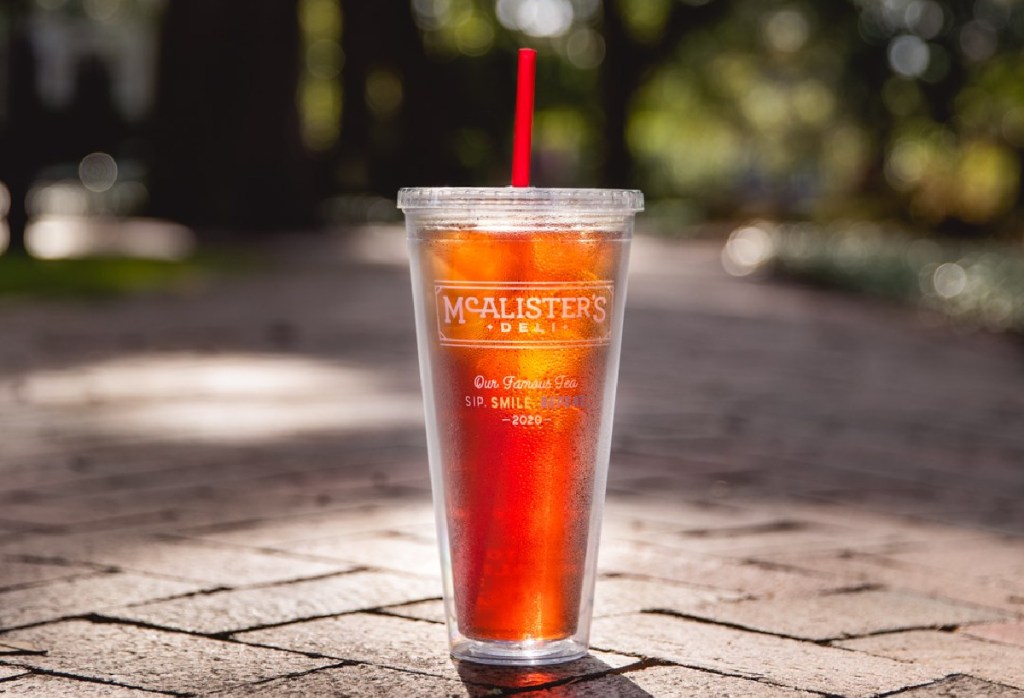 large tumbler full of tea