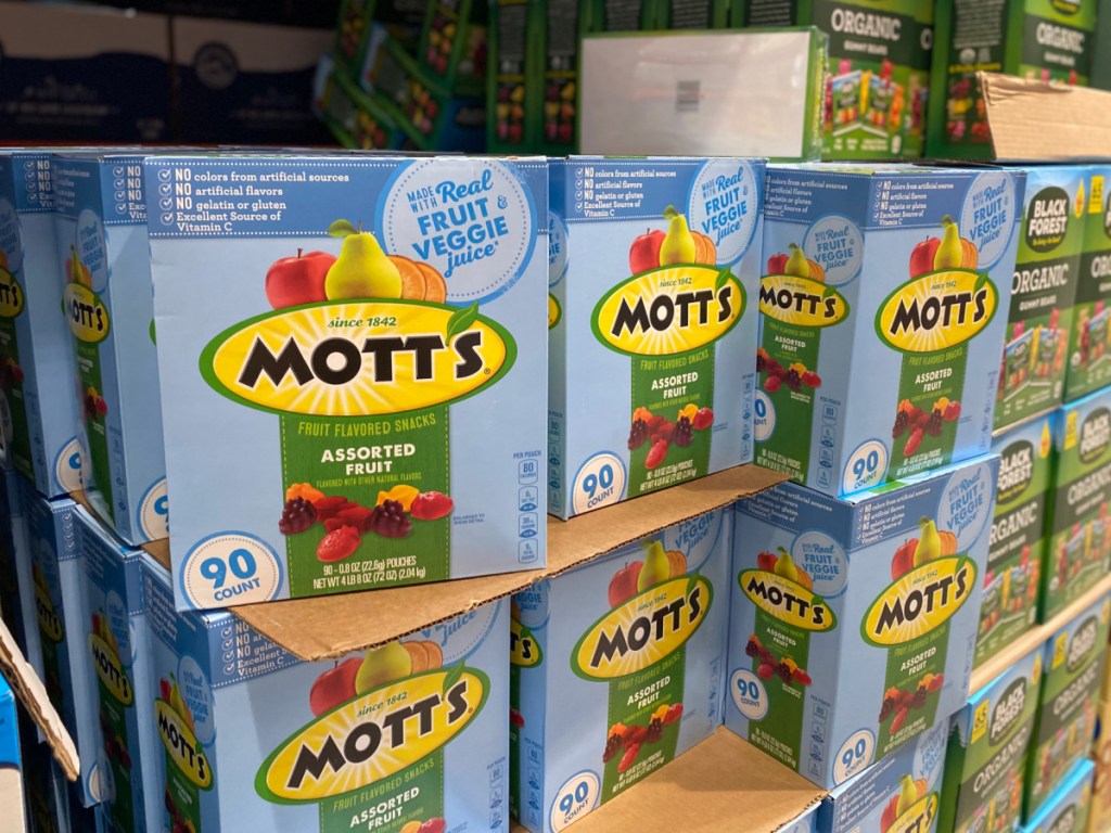 in-store display of large box of fruit snacks