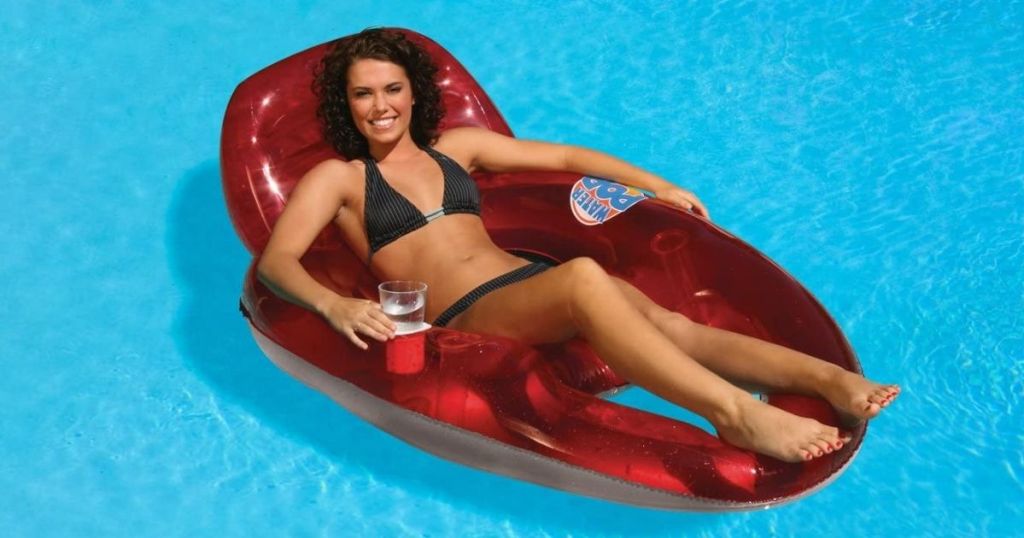 woman on a pool float