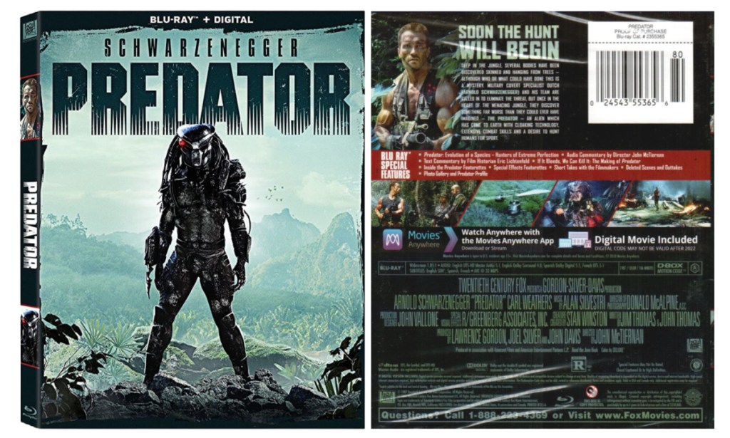Predator the movie front and back