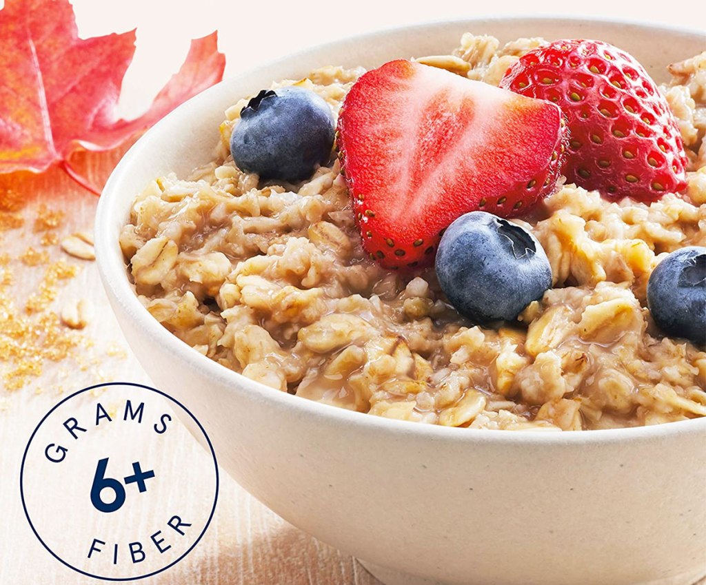 bowl of oatmeal with berries on top