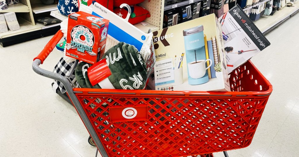target shopping cart filled with items