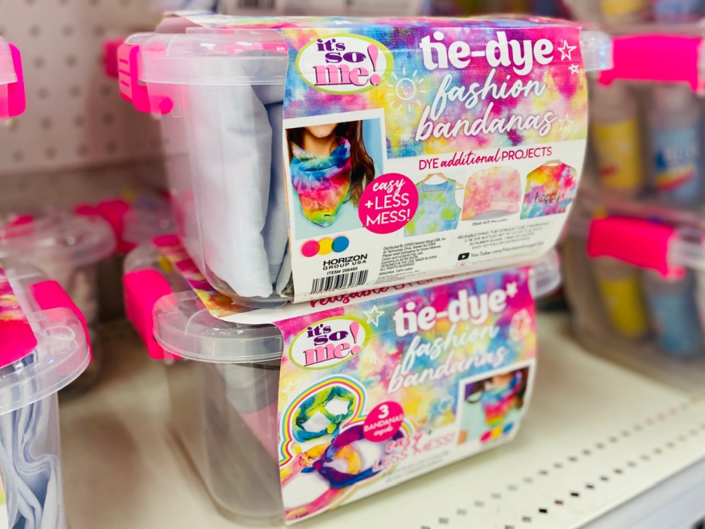 tie dye kits on display in-store