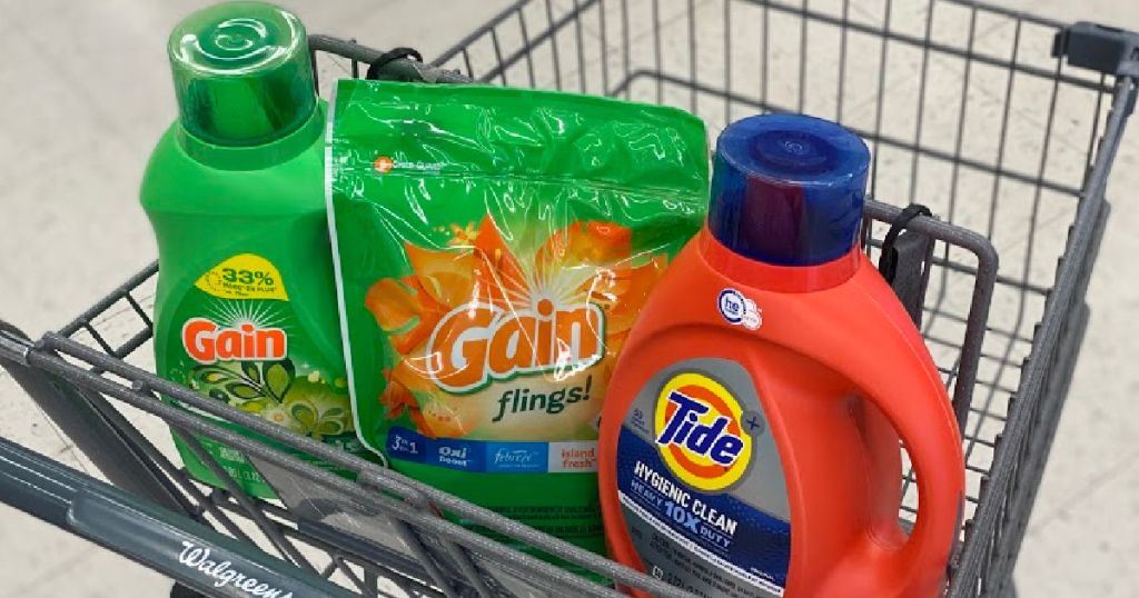 laundry detergent in basket 