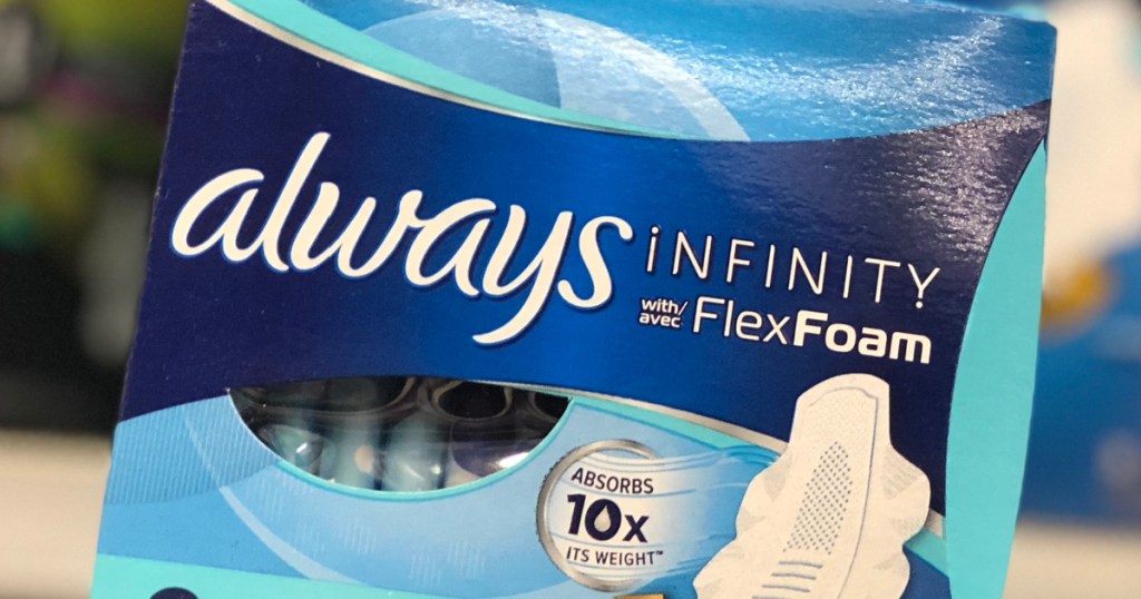 box of feminine pads at store