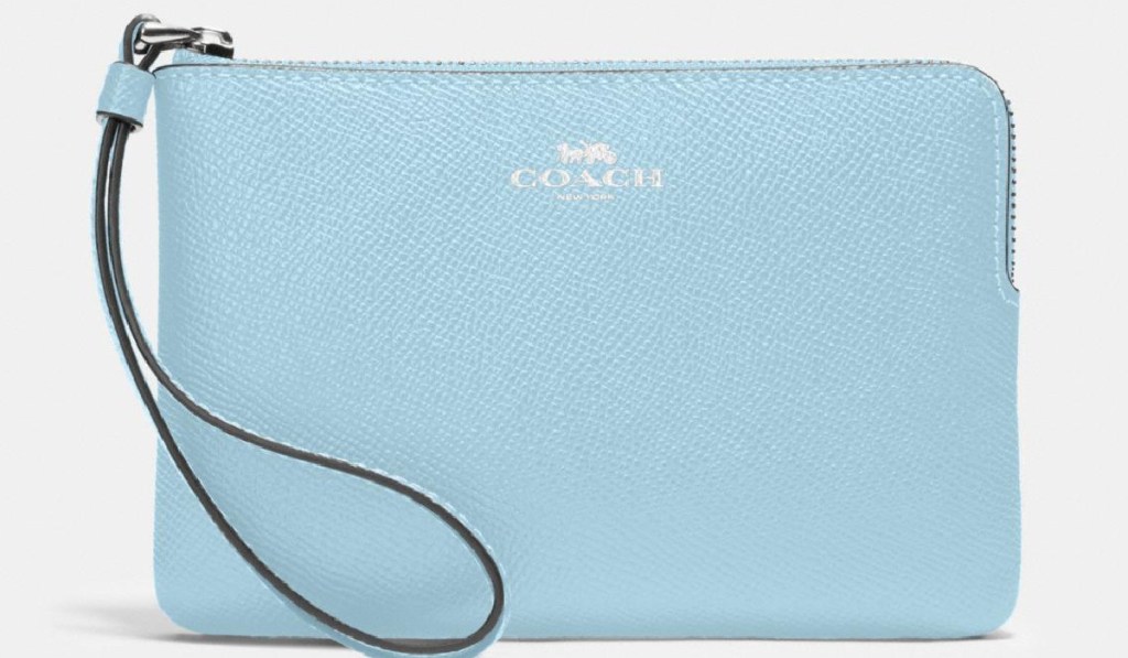 light blue coach wristlet