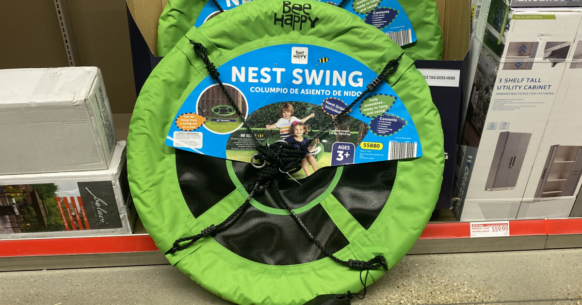 large green nest swing in store for display