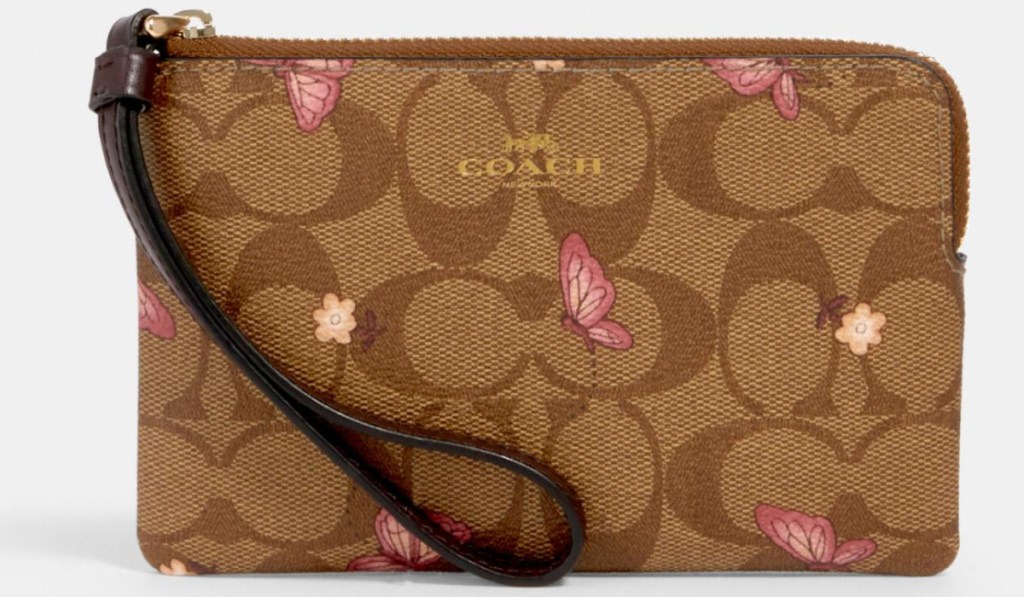 coach butterfly print wristlet