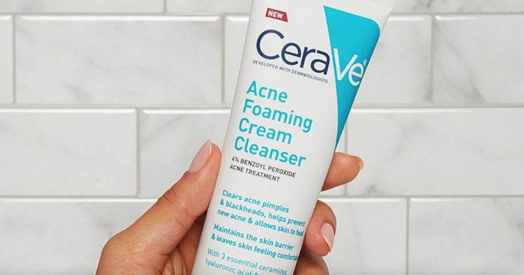 cerave sample in hand