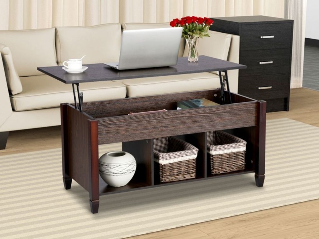 espresso lift top coffee table in living room