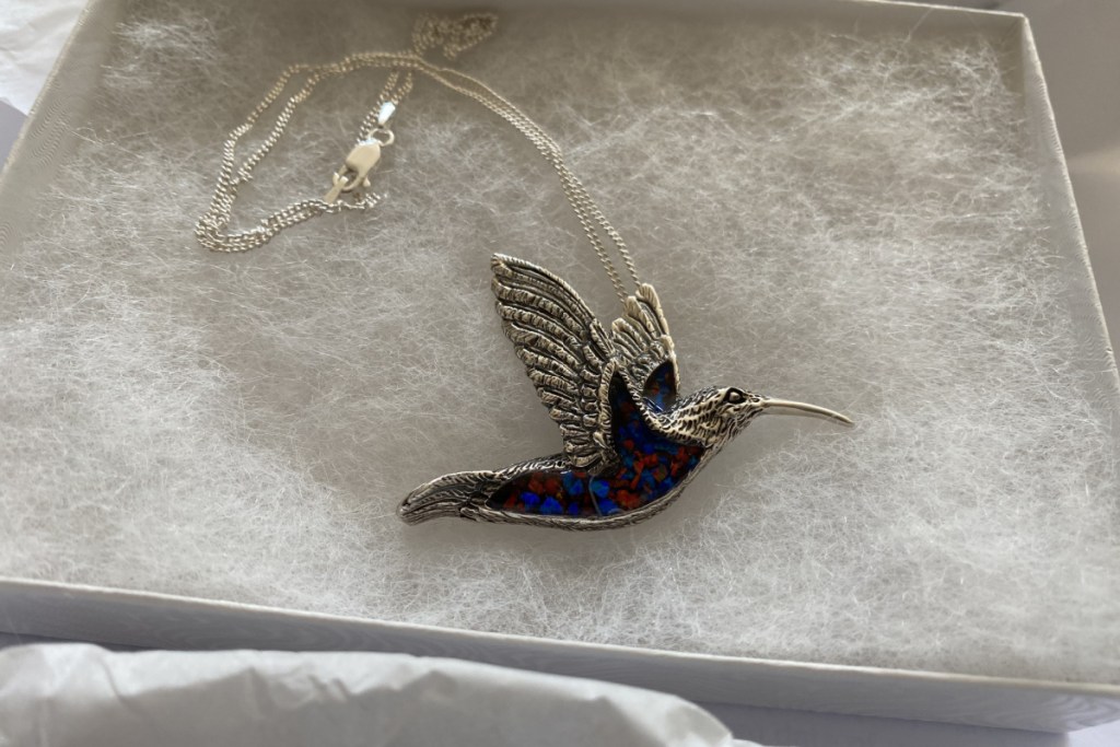 hummingbird pendant in white box