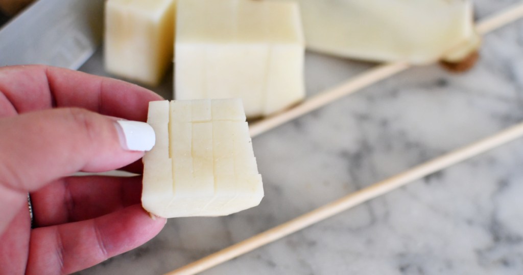 cutting cubes for potato bites