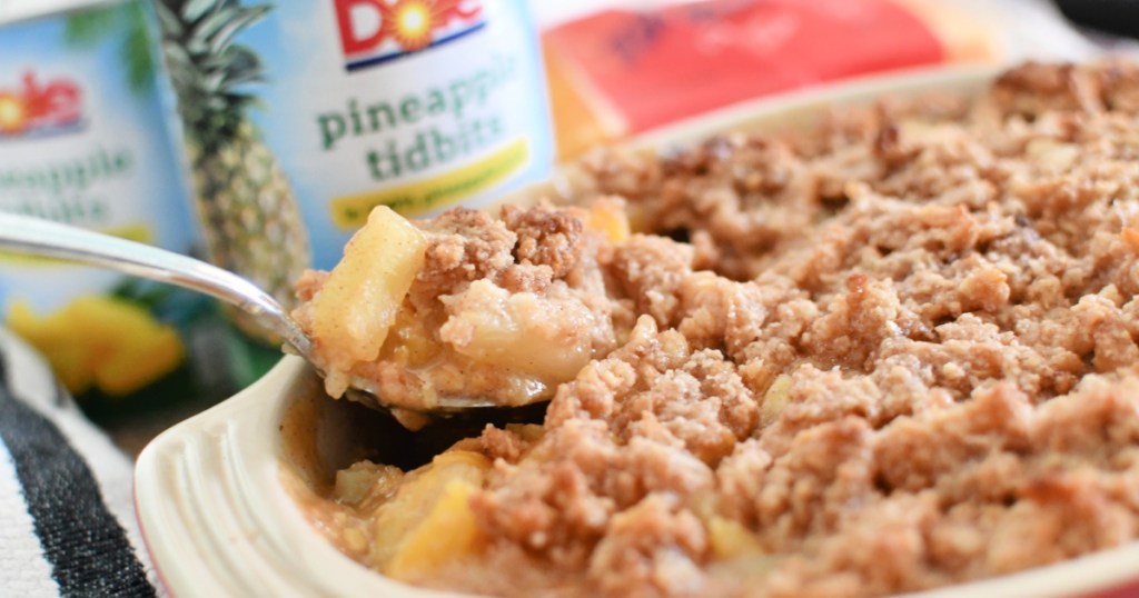 dishing up pineapple casserole