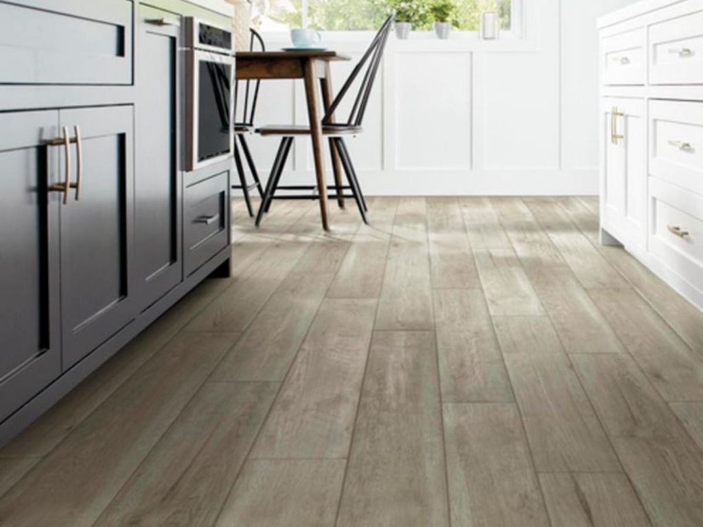 light wood flooring in kitchen