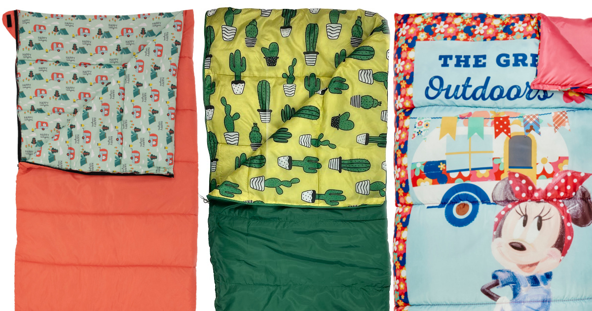 three stock images of sleeping bags