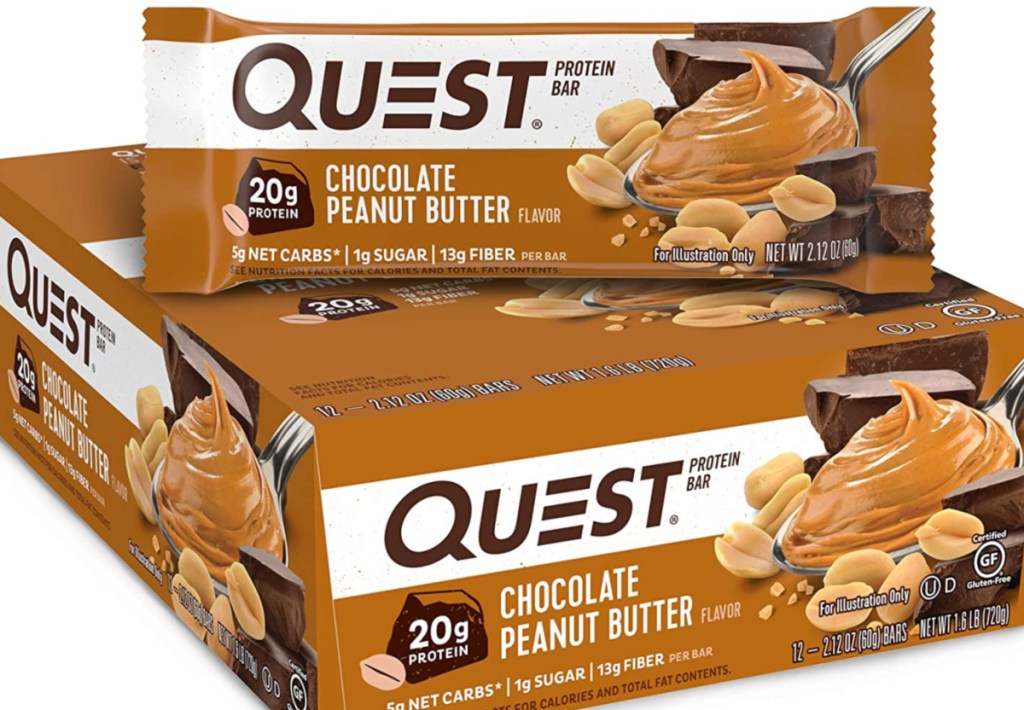 quest peanut butter bars displayed