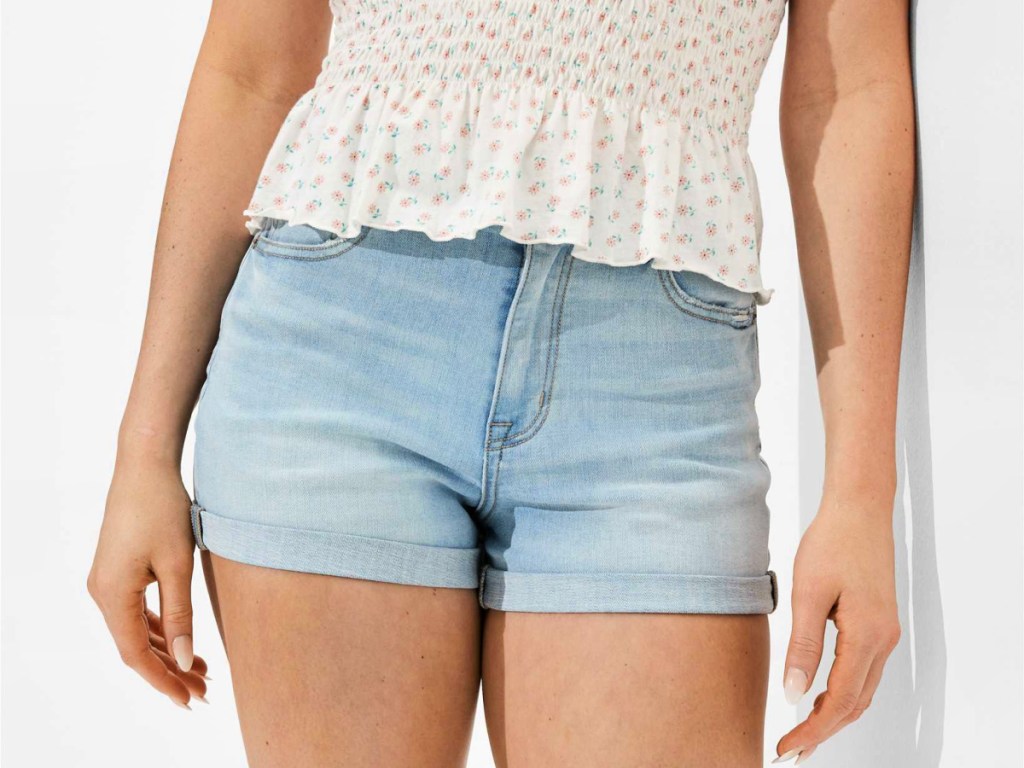 AE Ne(x)t Level Curvy High-Waisted Denim Short Shorts