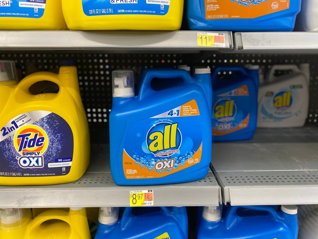 All Oxi Large Laundry Detergent on floor