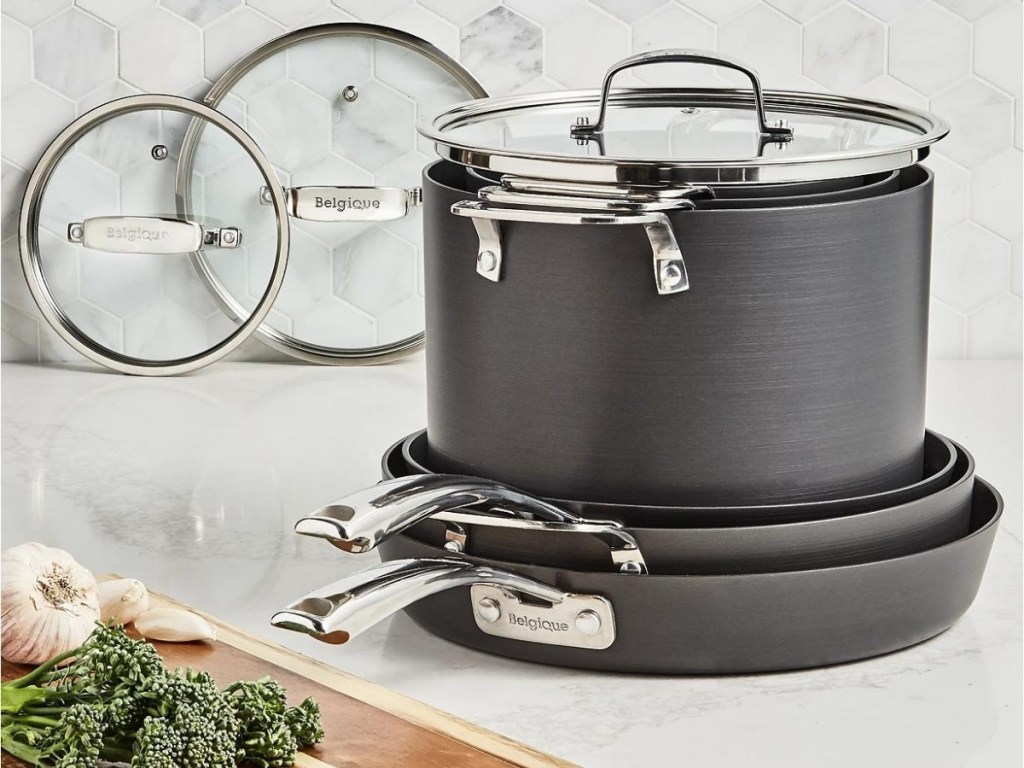 Belgique Stackable 10-Pc. Nonstick Aluminum Cookware Set