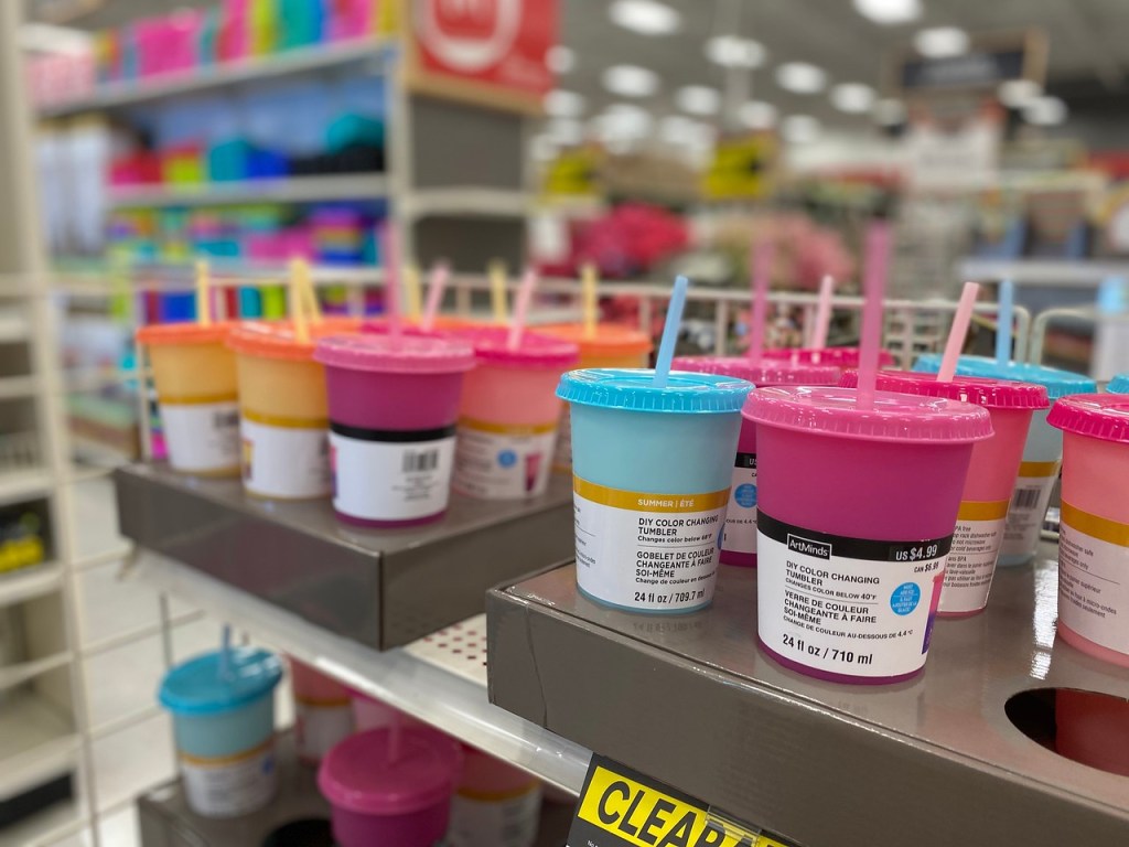 Color Changing Tumblers on store display