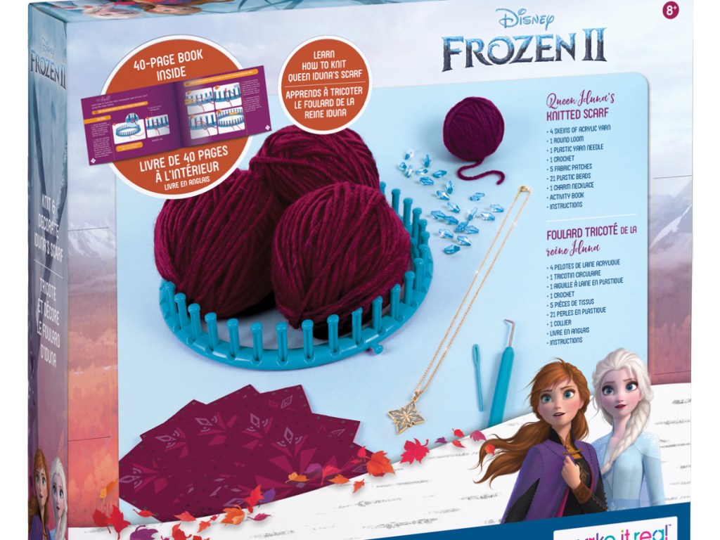 Disney Frozen 2 Queen Iduna's Knitted Shawl Kit in the box