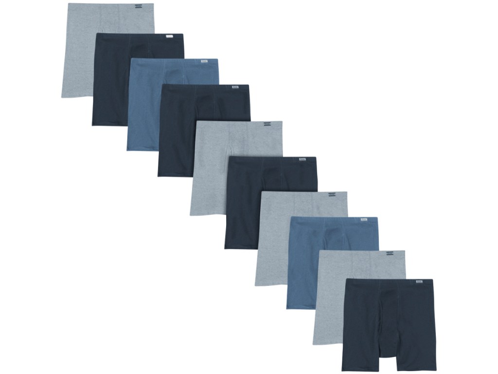 Hanes Men's Super Value Pack Shades of Blue Boxer Briefs 10-Pack