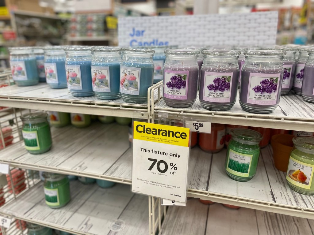 Jar Candles on store shelf
