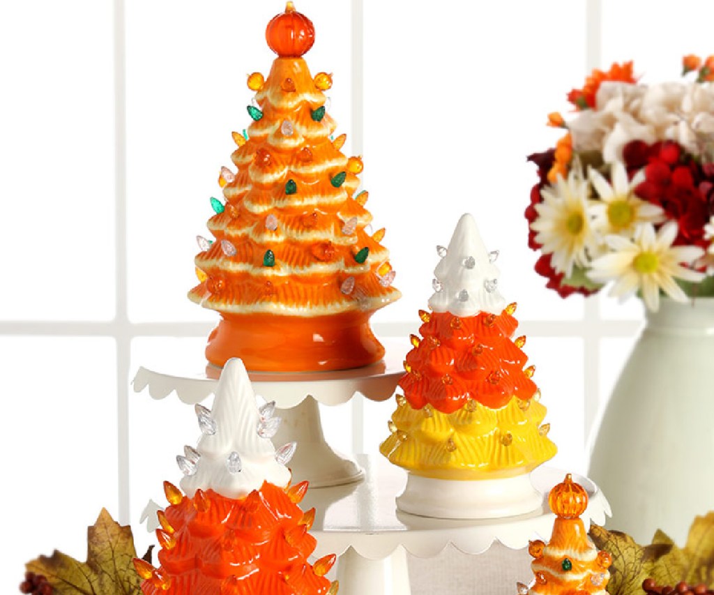 Lighted Retro Halloween Trees candy corn-2