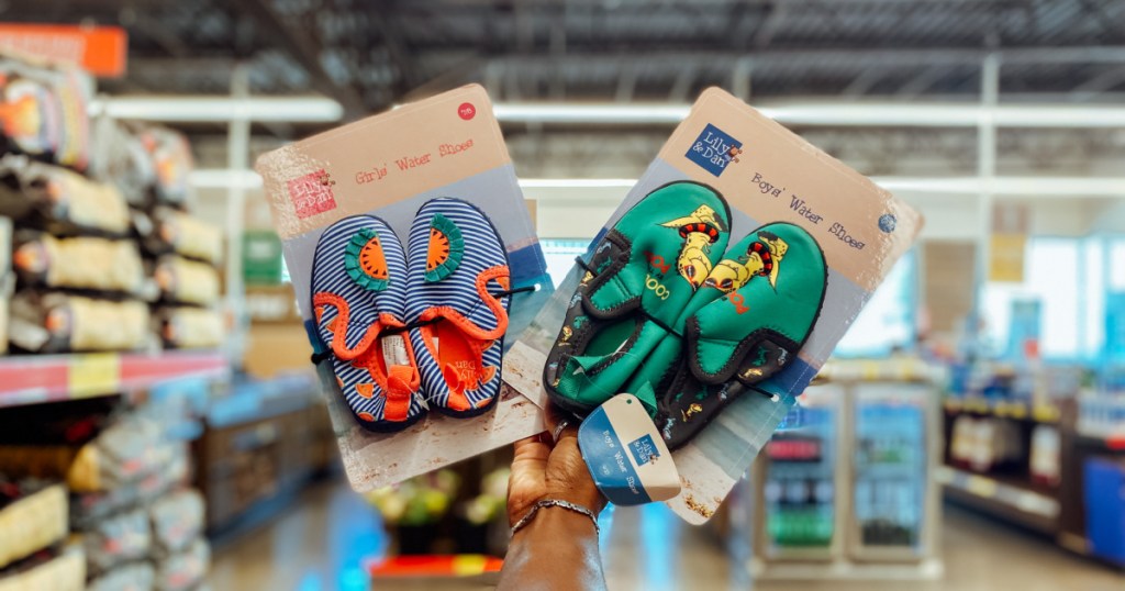 Kids water shoes on display in-store