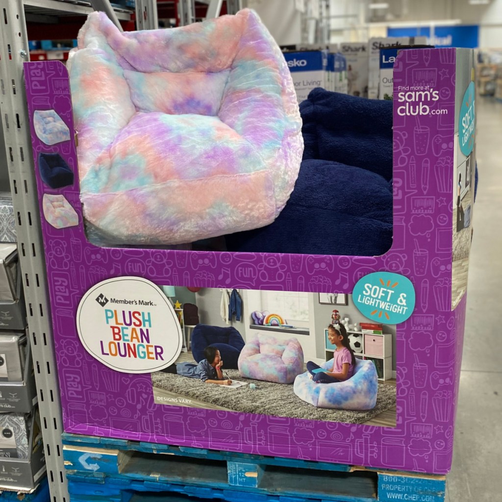 two beanbag chairs on display in Sam's Club warehouse