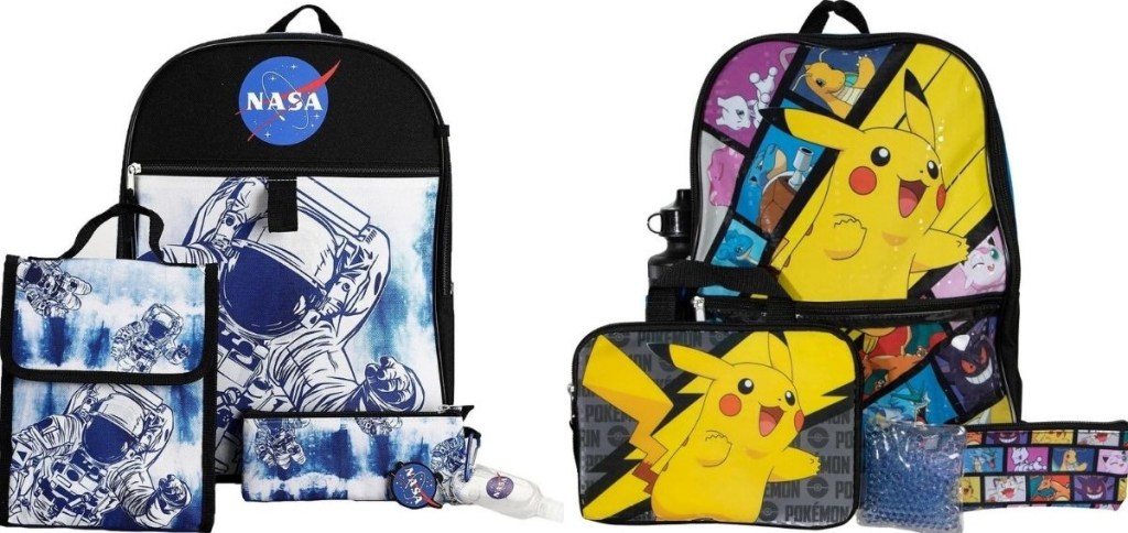 NASA and Pokemon Kids Backpack Sets