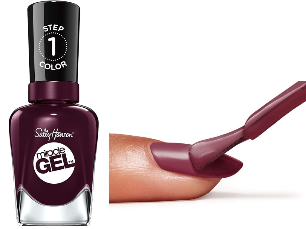 Sally Hansen Miracle Gel Nail Polish in Shade Cabernet with Bae