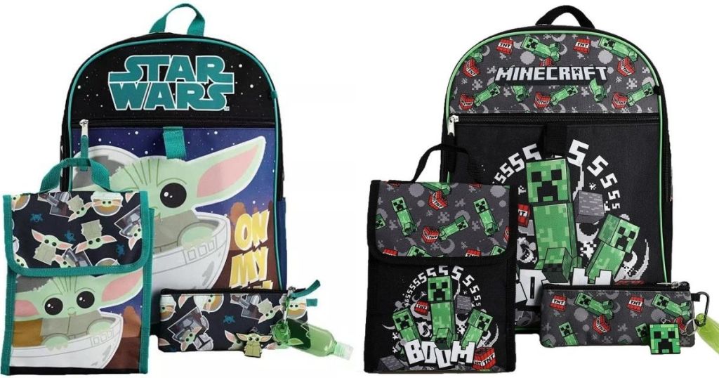 Star Wars and Minecraft Kids Backpack Sets