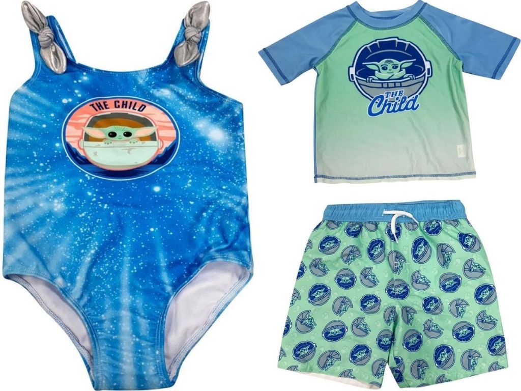 The Child swimsuit, rashguard and swim trunks