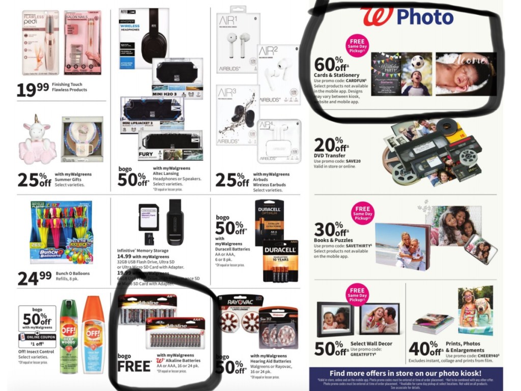 walgreens batteries and photo ad page